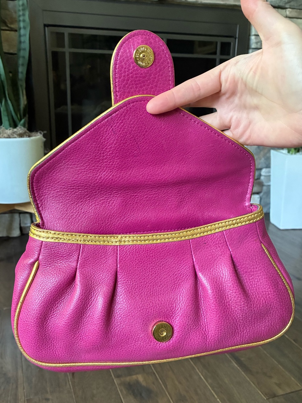 Dooney & Bourke x Hayden Panettiere Gold Plated Leather Clutch, Lim Ed Y2K, Rare - Picture 9 of 15